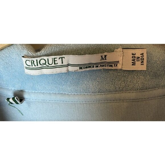 Criquet Terrycloth Button Up Shirt Short Sleeve Light Blue Medium M - Picture 2 of 5